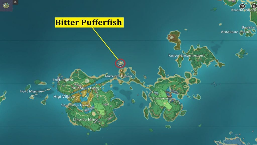Pufferfish And Bitter Pufferfish Fishing Point Locations Genshin