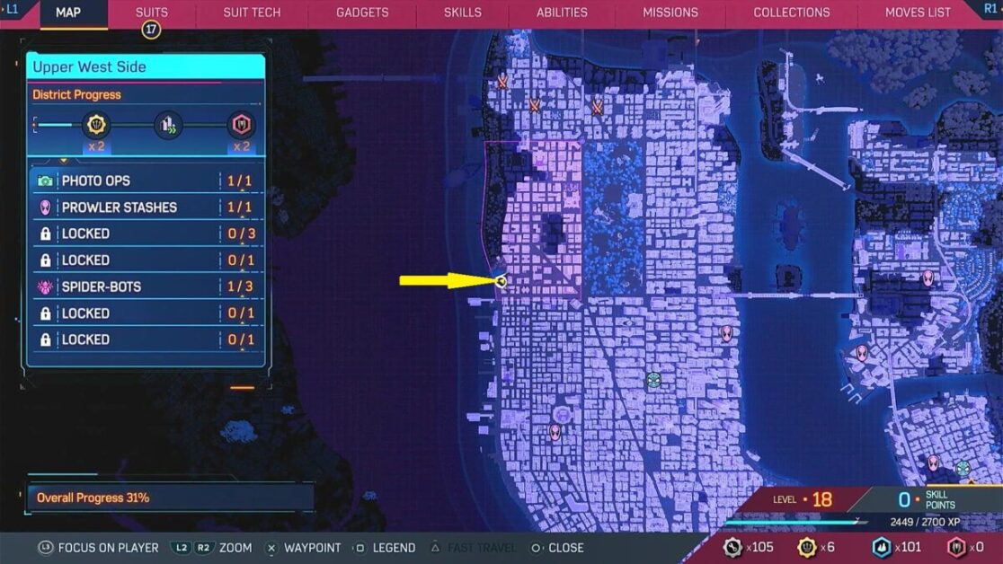 Upper West Side Spider Bots Locations Spiderman Gamerpillar