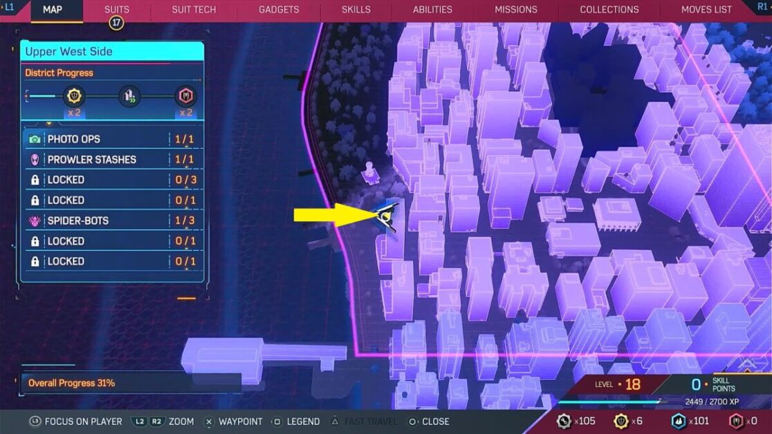 Upper West Side Spider Bots Locations Spiderman 2 GAMERPILLAR