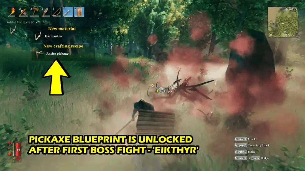 Hard Antler is obtain after defeating first boss