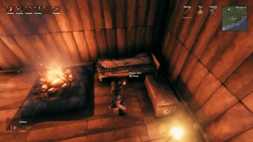 Raise campfire near bed