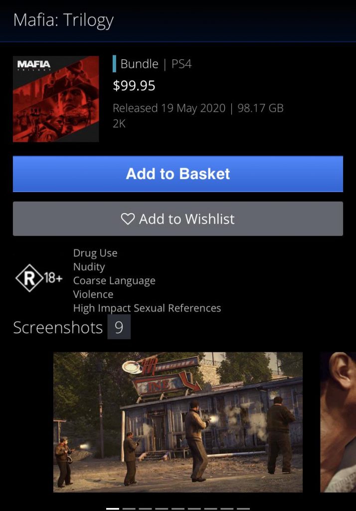 mafia 1 remake ps store