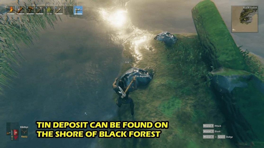 Tin mining in Valheim
