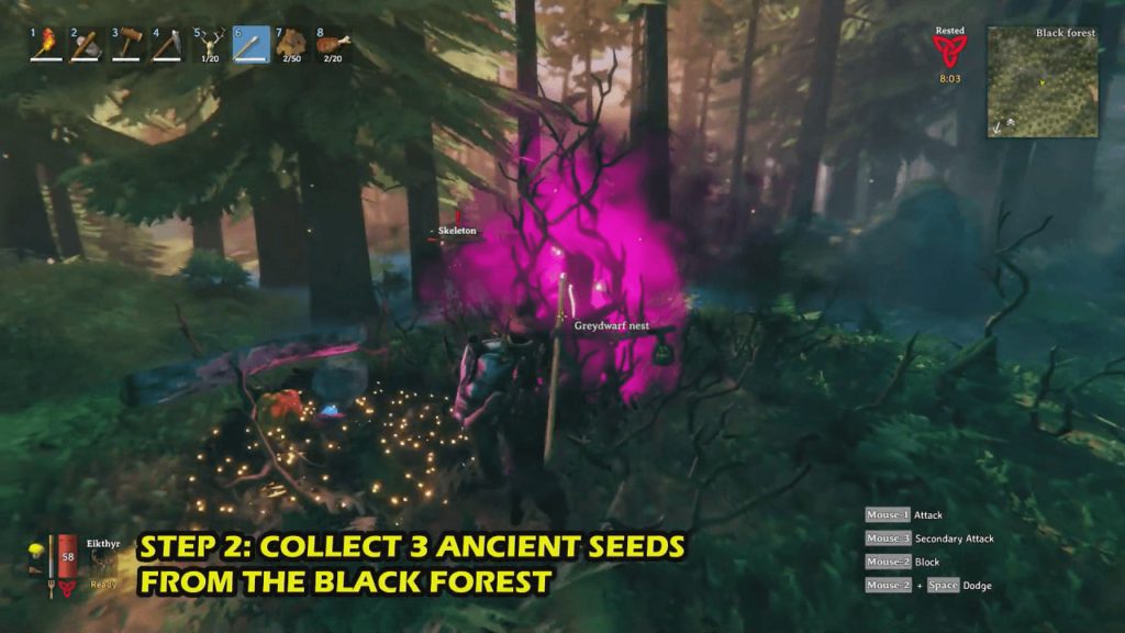 Greydwarfs nest in Black forest of valheim