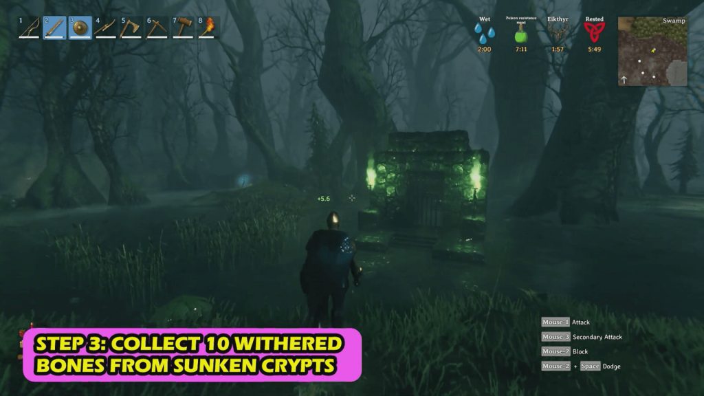 This is the image of sunken Crypts in valheim. you can find the location of Valheim third boss bonemass