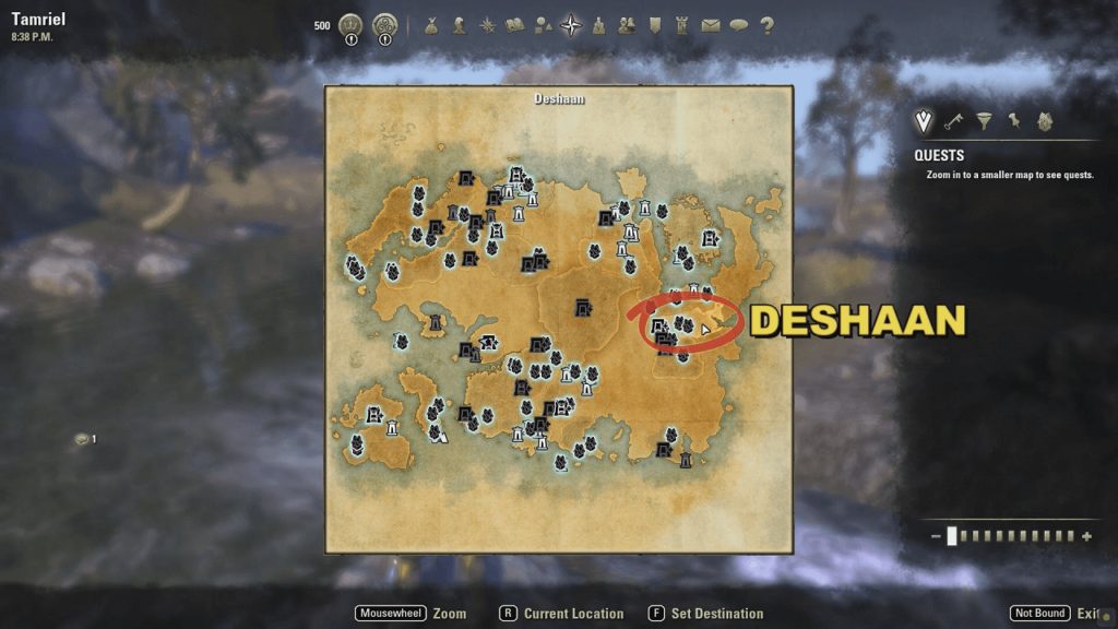 Deshaan Location in Flame of Ambition ESO