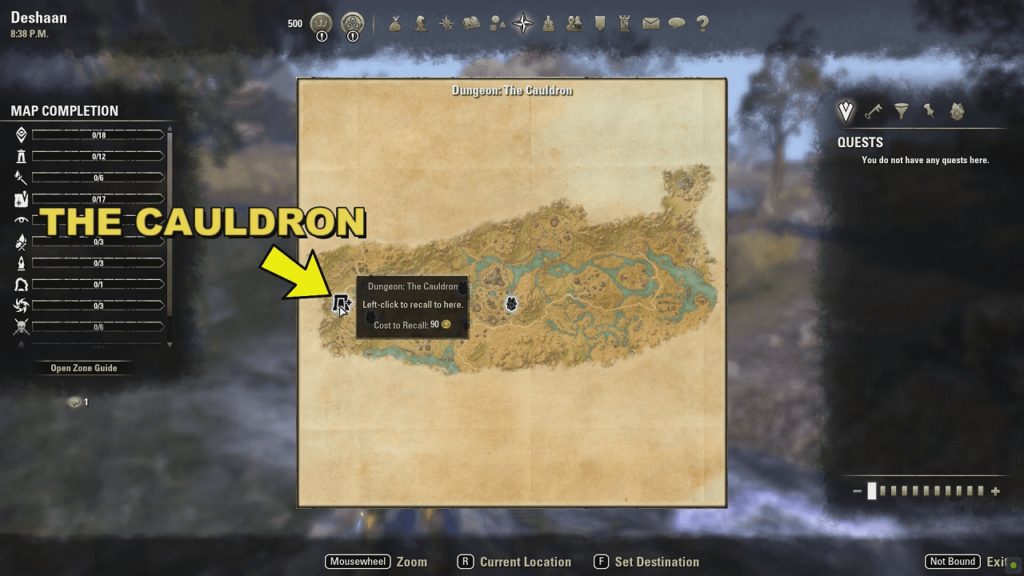 Cauldron location in Flames of Ambition