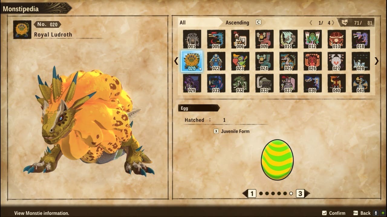 All Monsties/Monsters List And Egg Locations from Monstipedia Monster Hunter Stories 2 Wings