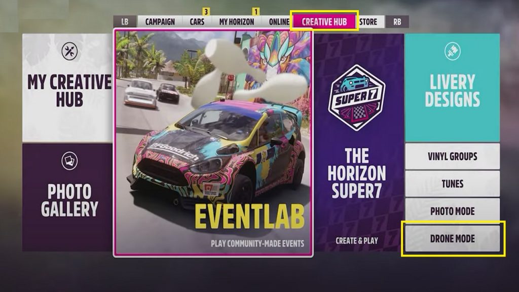 Forza Horizon 5 How to use Drone Mode, Menus, Controls, Use Guide
