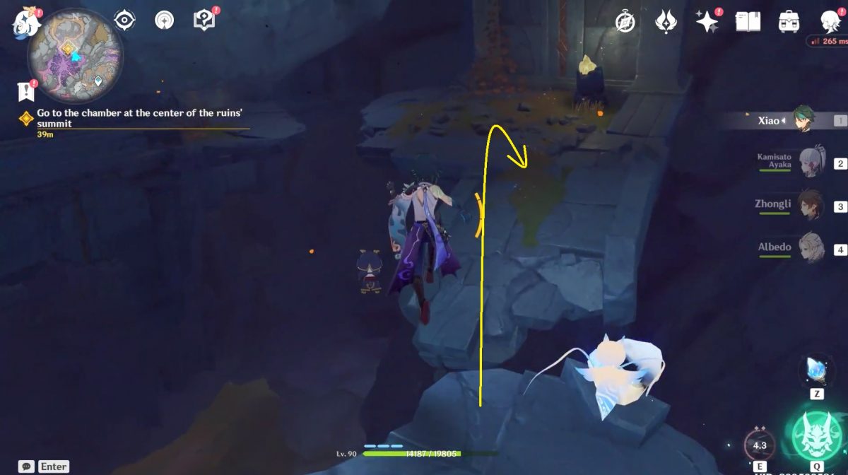 Go to the chamber at the center of the ruins’ summit Genshin Impact 2.6 GAMERPILLAR