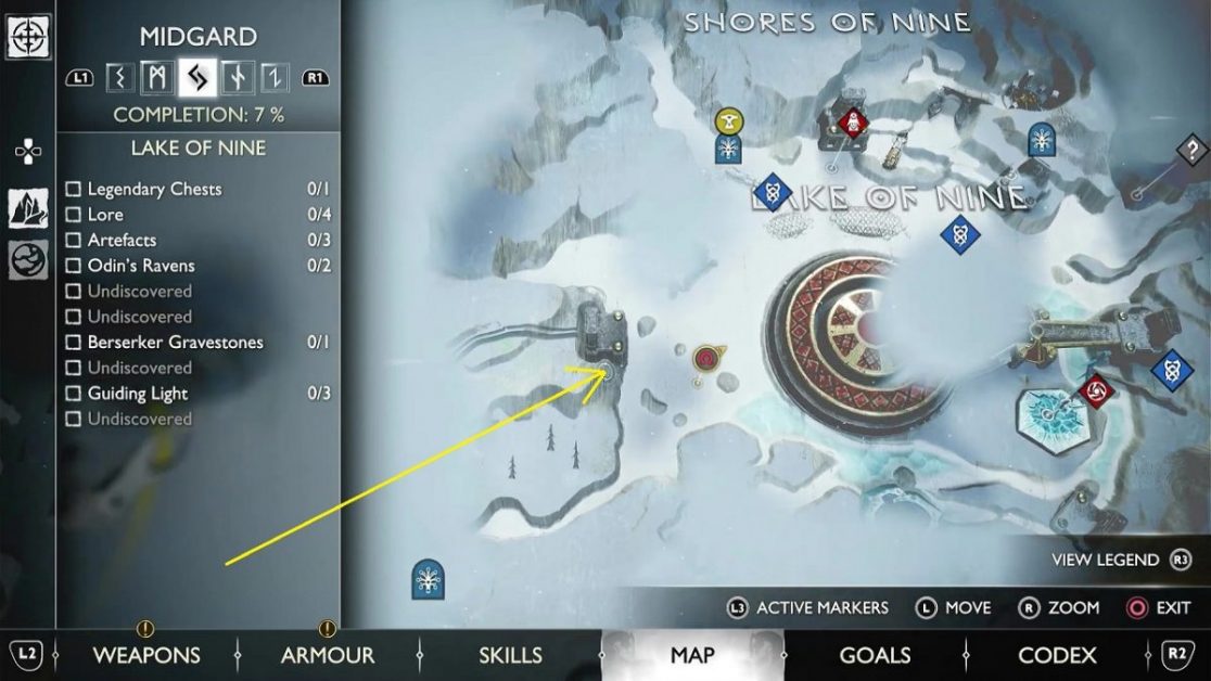 Lake of Nine Legendary Chest Location God of War Ragnarok GAMERPILLAR