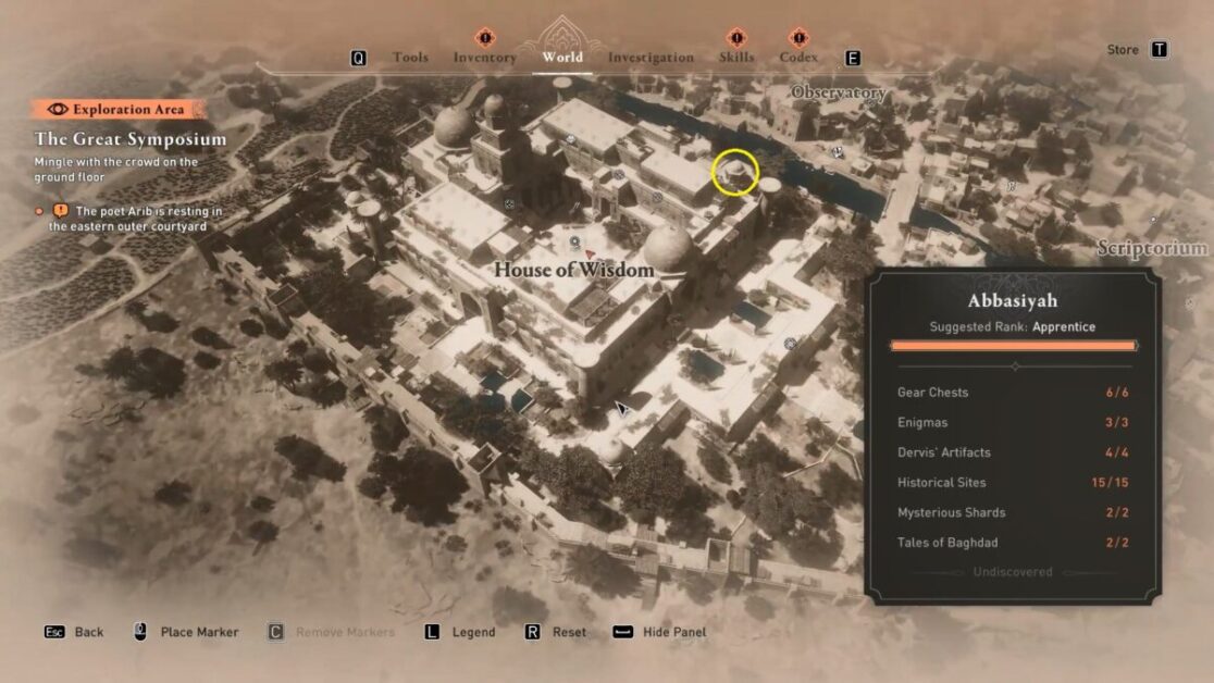 The Poet Arib is resting in the eastern outer courtyard Assassin’s