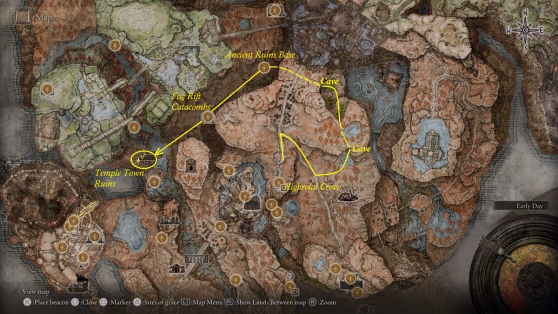 How to get to Temple Town Ruins Elden Ring Shadow of the Erdtree DLC GAMERPILLAR